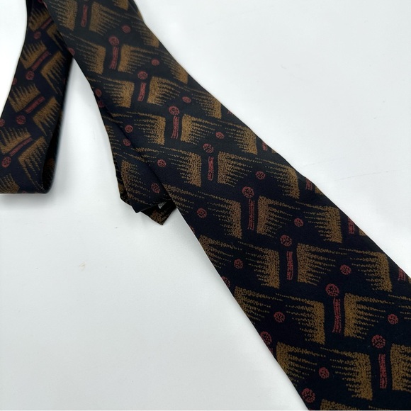 Valentino Cravatte Vintage 80s Silk Geometric Tie - Picture 7 of 13